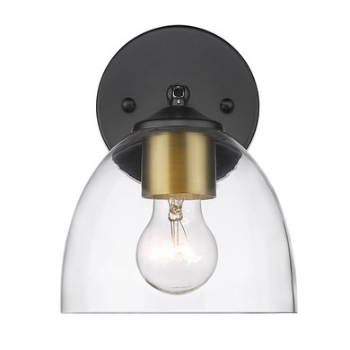 Sconces Single Glass by Golden ( 62 | 6958-1W BLK-BCB-CLR Roxie ) 