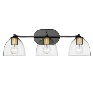 Bathroom Fixtures Three Lights by Golden ( 62 | 6958-3SF BLK-BCB-CLR Roxie ) 