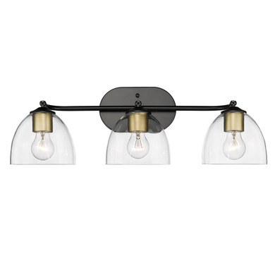 Bathroom Fixtures Three Lights by Golden ( 62 | 6958-BA3 BLK-BCB-CLR Roxie ) 