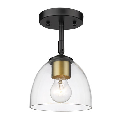 Semi-Flush Mts. Glass Down by Golden ( 62 | 6958-SF BLK-BCB-CLR Roxie ) 