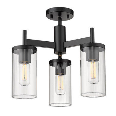 Semi-Flush Mts. Cage by Golden ( 62 | 7011-3SF BLK-CLR Winslett ) 