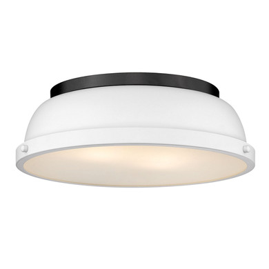Flush Mounts Metal Shade by Golden ( 62 | 3602-14 BLK-WHT Duncan ) 