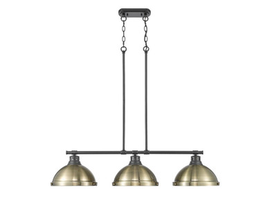 Linear/Island 3 Light Bar by Golden ( 62 | 3602-3LP BLK-AB Duncan ) 