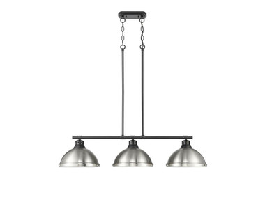 Linear/Island 3 Light Bar by Golden ( 62 | 3602-3LP BLK-PW Duncan ) 