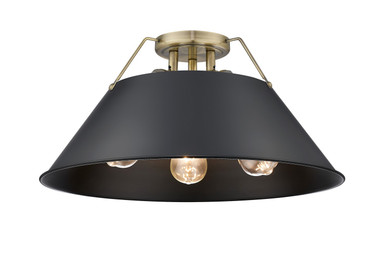 Semi-Flush Mts. Glass Down by Golden ( 62 | 3306-3FM AB-BLK Orwell ) 