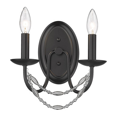 Sconces Double Candle by Golden ( 62 | 7644-2W BLK Mirabella ) 