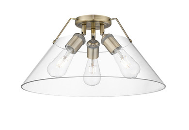 Flush Mounts Glass Down by Golden ( 62 | 3306-3FM AB-CLR Orwell ) 