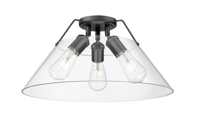 Flush Mounts Glass Down by Golden ( 62 | 3306-3FM BLK-CLR Orwell ) 