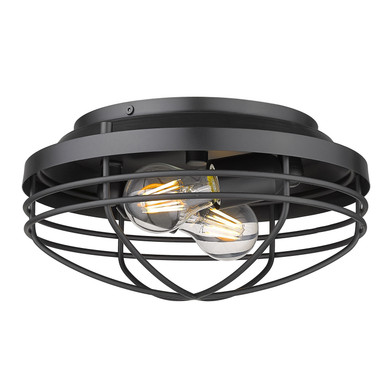 Flush Mounts Cage Style by Golden ( 62 | 9808-FM BLK Seaport ) 