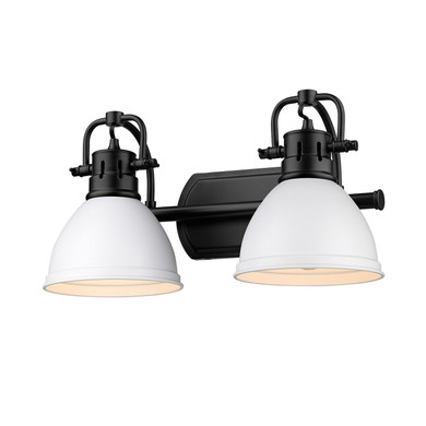 Bathroom Fixtures Two Lights by Golden ( 62 | 3602-BA2 BLK-WHT Duncan ) 