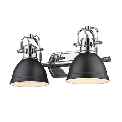 Bathroom Fixtures Two Lights by Golden ( 62 | 3602-BA2 CH-BLK Duncan ) 