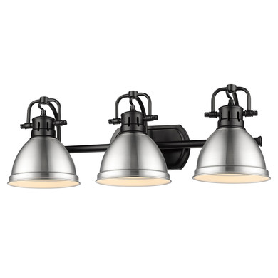 Bathroom Fixtures Three Lights by Golden ( 62 | 3602-BA3 BLK-PW Duncan ) 