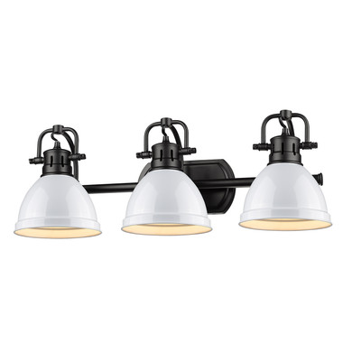 Bathroom Fixtures Three Lights by Golden ( 62 | 3602-BA3 BLK-WH Duncan ) 
