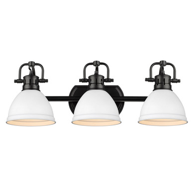 Bathroom Fixtures Three Lights by Golden ( 62 | 3602-BA3 BLK-WHT Duncan ) 
