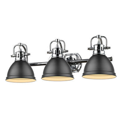 Bathroom Fixtures Three Lights by Golden ( 62 | 3602-BA3 CH-BLK Duncan ) 