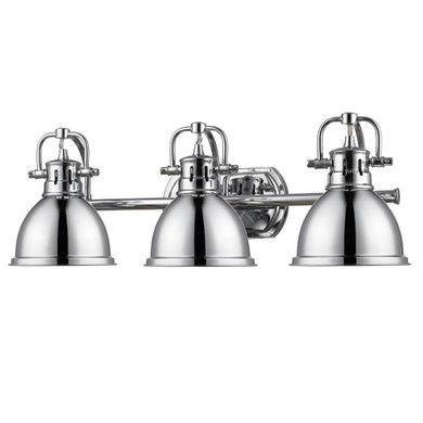 Bathroom Fixtures Three Lights by Golden ( 62 | 3602-BA3 CH-CH Duncan ) 