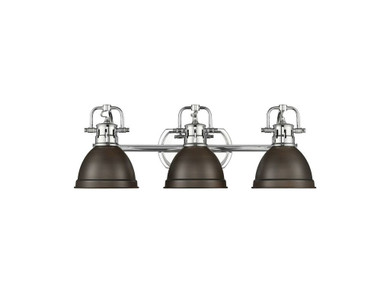 Bathroom Fixtures Three Lights by Golden ( 62 | 3602-BA3 CH-RBZ Duncan ) 