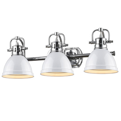 Bathroom Fixtures Three Lights by Golden ( 62 | 3602-BA3 CH-WH Duncan ) 