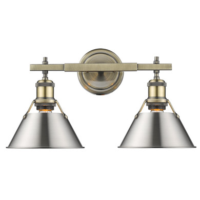 Bathroom Fixtures Two Lights by Golden ( 62 | 3306-BA2 AB-PW Orwell ) 