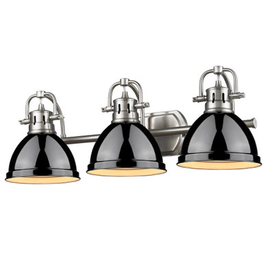 Bathroom Fixtures Three Lights by Golden ( 62 | 3602-BA3 PW-BK Duncan ) 