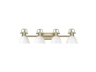 Bathroom Fixtures Four Lights by Golden ( 62 | 3602-BA4 AB-WHT Duncan ) 