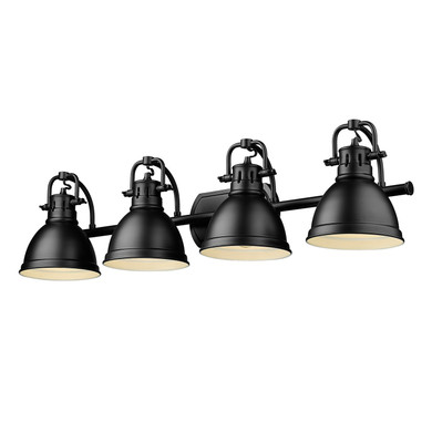 Bathroom Fixtures Four Lights by Golden ( 62 | 3602-BA4 BLK-BLK Duncan ) 