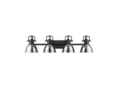 Bathroom Fixtures Four Lights by Golden ( 62 | 3602-BA4 BLK-CH Duncan ) 