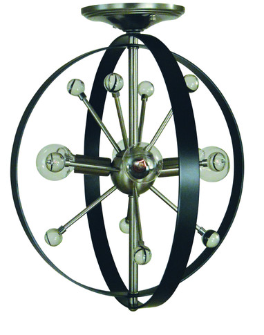 Semi-Flush Mts. Cage by Framburg ( 8 | L1104 BN/MBLACK Nucleus ) 