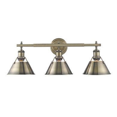 Bathroom Fixtures Three Lights by Golden ( 62 | 3306-BA3 AB-AB Orwell ) 