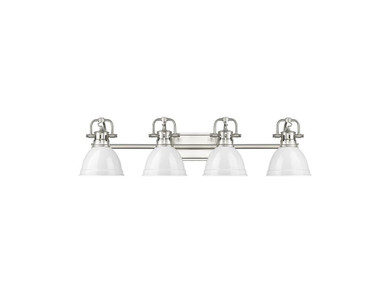 Bathroom Fixtures Four Lights by Golden ( 62 | 3602-BA4 PW-WH Duncan ) 