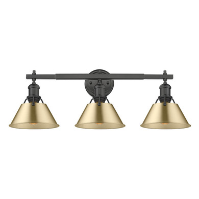 Bathroom Fixtures Three Lights by Golden ( 62 | 3306-BA3 BLK-BCB Orwell ) 
