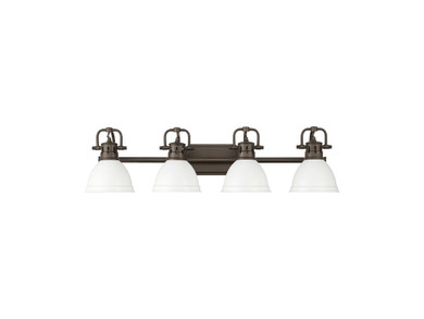 Bathroom Fixtures Four Lights by Golden ( 62 | 3602-BA4 RBZ-WHT Duncan ) 
