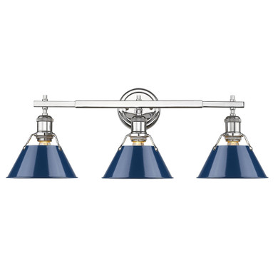 Bathroom Fixtures Three Lights by Golden ( 62 | 3306-BA3 CH-NVY Orwell ) 