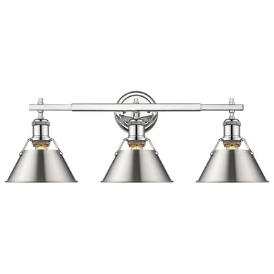 Bathroom Fixtures Three Lights by Golden ( 62 | 3306-BA3 CH-PW Orwell ) 