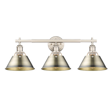 Bathroom Fixtures Three Lights by Golden ( 62 | 3306-BA3 PW-AB Orwell ) 