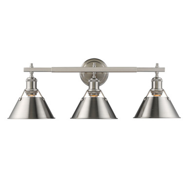 Bathroom Fixtures Three Lights by Golden ( 62 | 3306-BA3 PW-PW Orwell ) 
