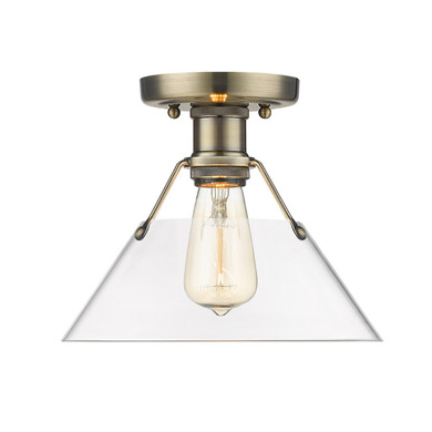 Flush Mounts Glass Down by Golden ( 62 | 3306-FM AB-CLR Orwell ) 