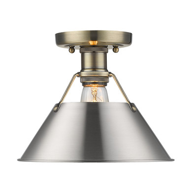 Flush Mounts Metal Shade by Golden ( 62 | 3306-FM AB-PW Orwell ) 