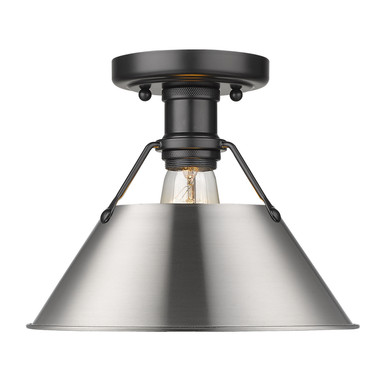 Flush Mounts Metal Shade by Golden ( 62 | 3306-FM BLK-PW Orwell ) 