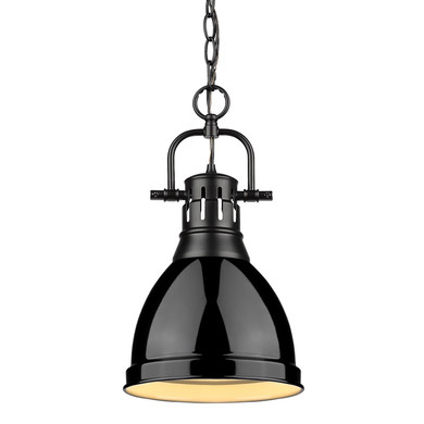 Mini Pendants Metal Shade by Golden ( 62 | 3602-S BLK-BK Duncan ) 