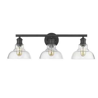 Bathroom Fixtures Three Lights by Golden ( 62 | 0305-BA3 BLK-CLR Carver ) 