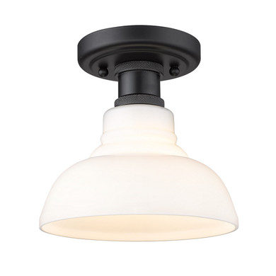 Semi-Flush Mts. Glass Down by Golden ( 62 | 0305-FM BLK-VMG Carver ) 
