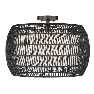 Semi-Flush Mts. Drum Shade by Golden ( 62 | 6805-4SF BLK-MBR Everly ) 