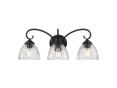Bathroom Fixtures Three Lights by Golden ( 62 | 6952-BA3 BLK-CLR Audra ) 