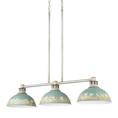 Linear/Island 3 Light Bar by Golden ( 62 | 0865-3LP AGV-TEAL Kinsley ) 