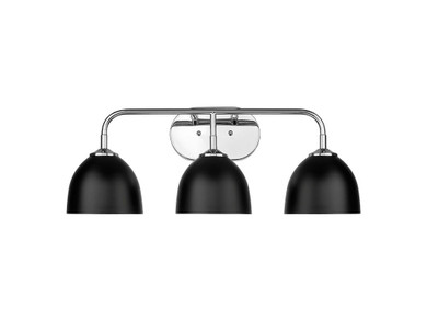 Bathroom Fixtures Three Lights by Golden ( 62 | 6956-BA3 CH-BLK Zoey ) 