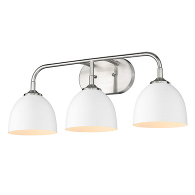 Bathroom Fixtures Three Lights by Golden ( 62 | 6956-BA3 PW-WHT Zoey ) 