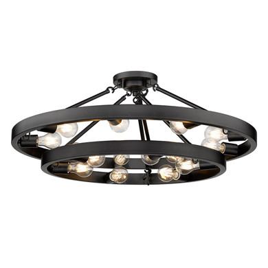Semi-Flush Mts. Exposed Lamps by Golden ( 62 | 1019-96SF BLK Castile ) 