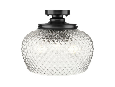 Semi-Flush Mts. Glass Down by Golden ( 62 | 1088-3SF BLK-CLR Adeline ) 
