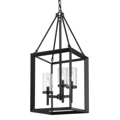 Foyer/Hall Lanterns Open Frame by Golden ( 62 | 2073-3P BLK-CLR Smyth ) 